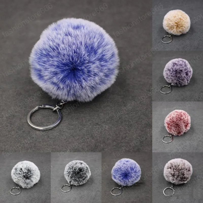 キーチェーンホルダーFaux Rabbit Fur Ballキーホルダー車のバッグチャームペンダントふわふわポンポムキーリングファッションアクセサリー