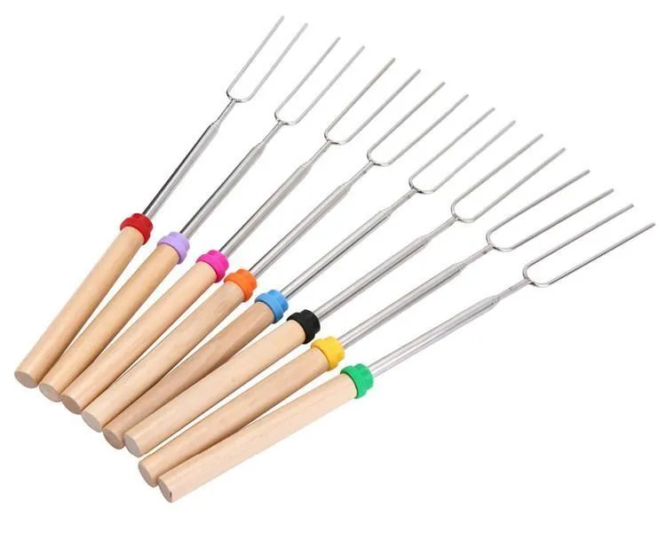 Stainless Steel BBQ tools Marshmallow Roasting Sticks Extending Roaster Telescoping WLL787