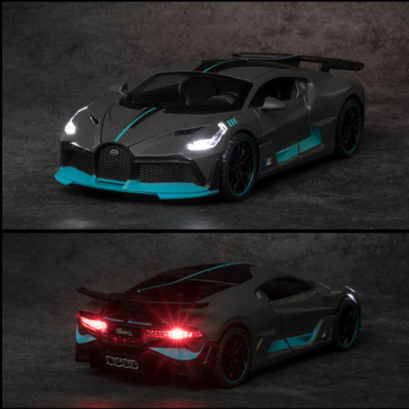 132 Alloy Bugatti DIVO Super Sports Car Model Toy Die Cast Pull Back Sound Light Toys Vehicle For Children Kids Christmas Gift3090