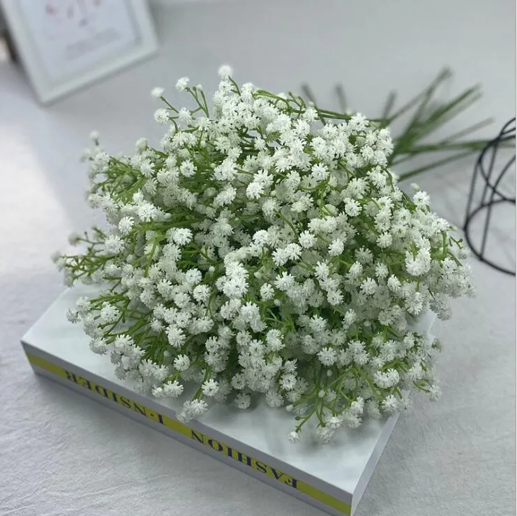 Unique blanc Arrivée Gypsophile Bébé Souffle Artificielle Faux Soie Fleurs Plante Maison De Mariage Décoration JJE13157