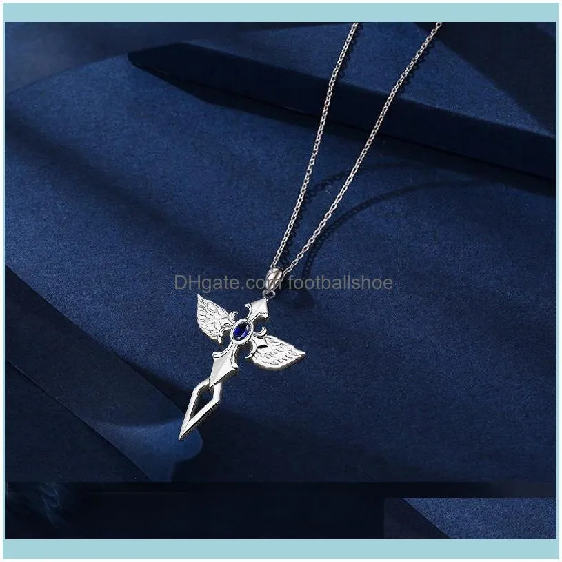 Fashion Necklace With Heart-shaped Blue Gems Pendant Jewelry For Female Wedding Engagement Party Gifts Ornaments Chains