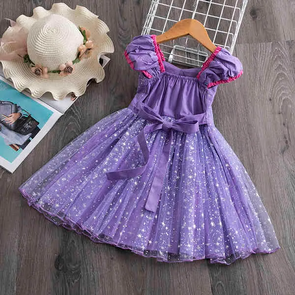 Baby Girls Cosplay Dress Up 1 2 3 4 5 Anos Crianças Festa de Halloween Lace Lantejoulas Princesa Traje Verão Vestidos Q0716