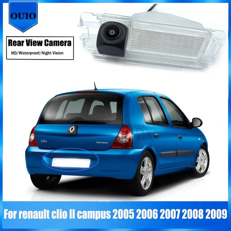 Bil bakifrån kameror parkeringssensorer HD -kamera för Clio II campus 2005 2006 2007 2008 2009 Night Vision / Waterproof Backup Revers