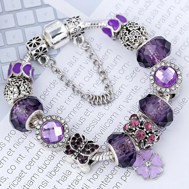 Bella Purple Leather Bracelet – Euro Sparkles
