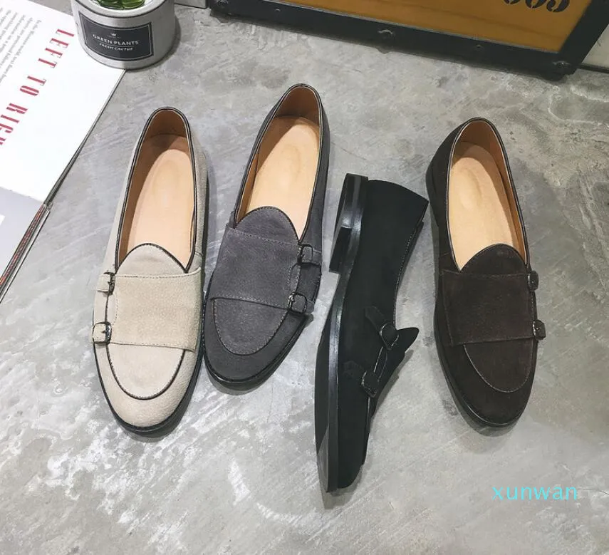 로퍼 블랙 더블 몽크 스트랩 신발 공식 드레스 비즈니스 신발 남성 옥스포드 가죽 패션 덴트 신발 Mocassin Homme de Luxe