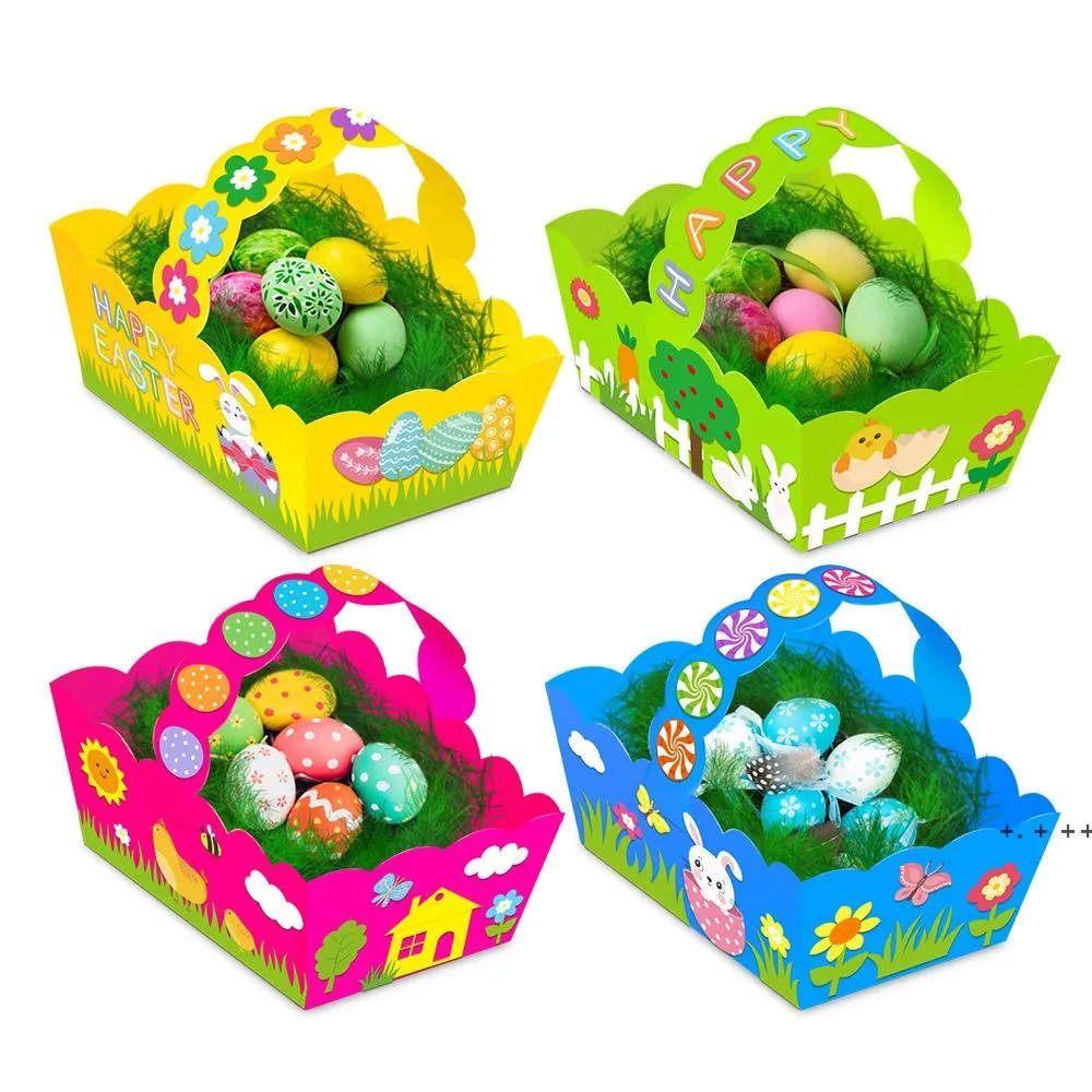 Påskpapper Korgpåsar Presentförpackning För Kids Kanin Party Candy Eggs Cookie Tote För Kanin Fester Tillbehör RRA11536