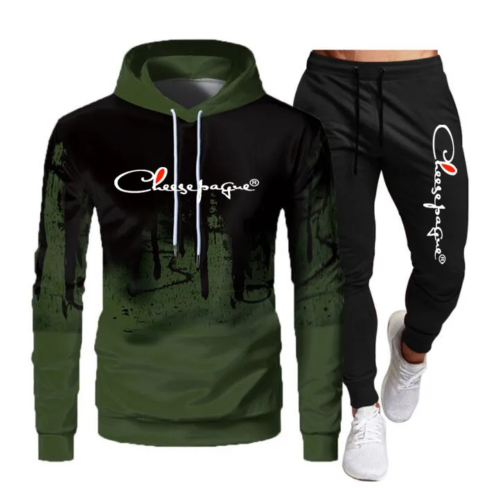 Katoen Verkoop Mannen / Vrouwen Merk Trainsuit Hoodies + Broek voor Herfst Winter Winter Streetwear Matching Sets Sweatershirts Sweatpants S-3XL