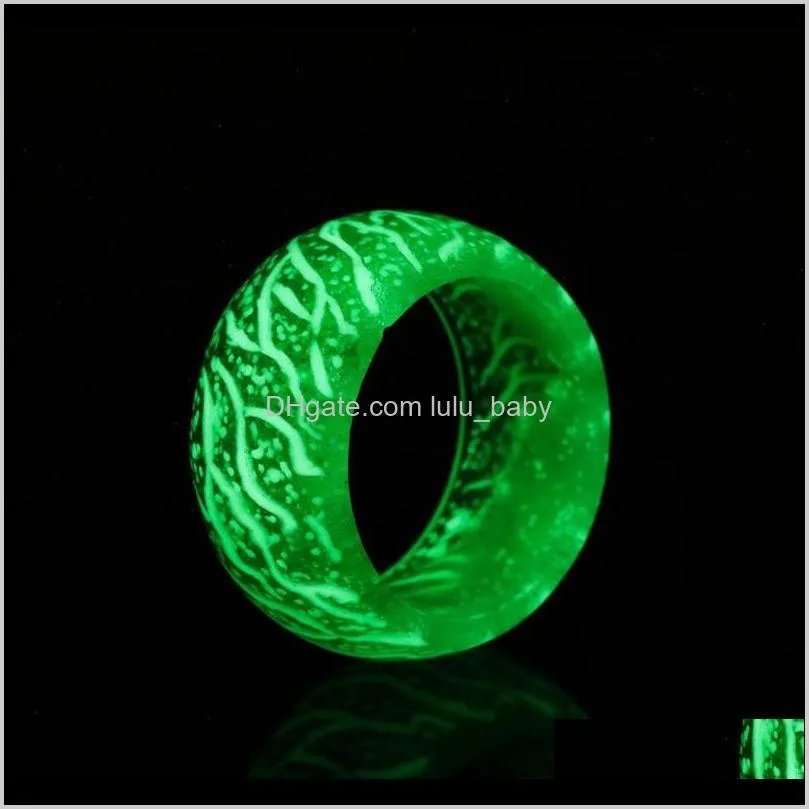 new style luminous flower pattern ring simple resin glow in dark ring for kids party gifts 5 colors for choose