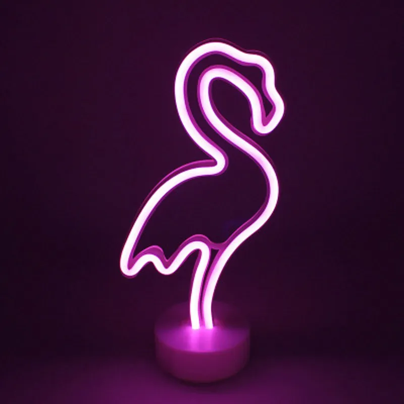 Retro Flamingo/Herz Leuchtreklame Nachtlampe DC5V Skulptur Echtglasröhre Neonlichter Schilder Handgefertigte Heimdekoration Licht