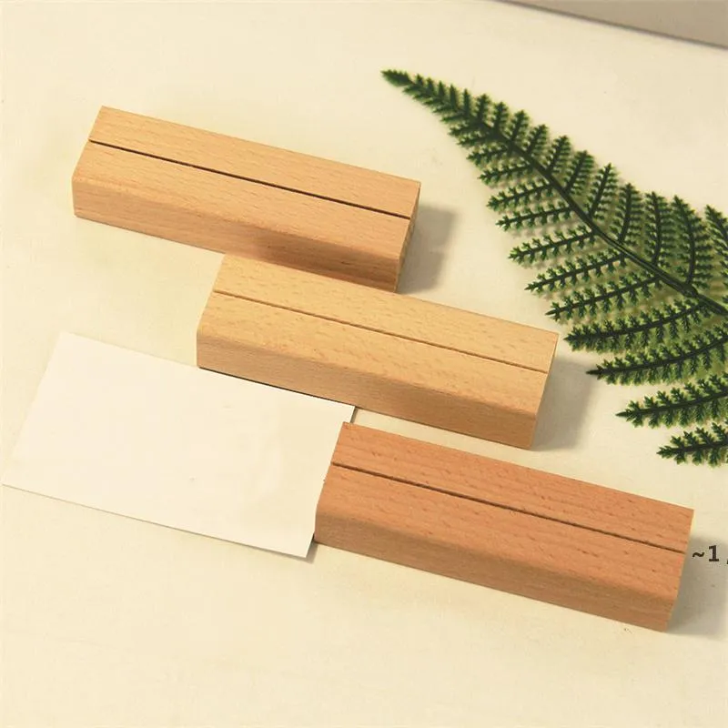 Houten Place Card Houders Tabel Nummers / Teken Houder Houten Kaart Display Stands voor Naam Tags Foto's Gereserveerde borden Food Labels RRD11706