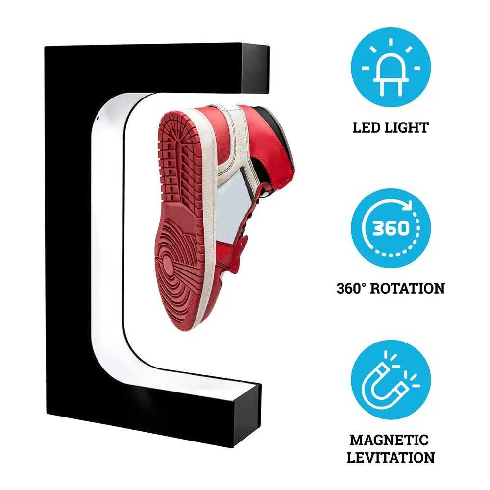 U/d flytande skor Display magnetiska upphängningsskor lampa 360 'levitating skon display stativ för sneaker collectors-white_350g-5 q0901