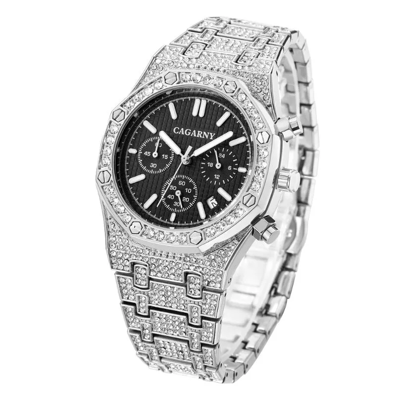 Cagarny Full Diamond Mens Hip Hop Oced Out Reloj Wristwatche 4 419 DHgate