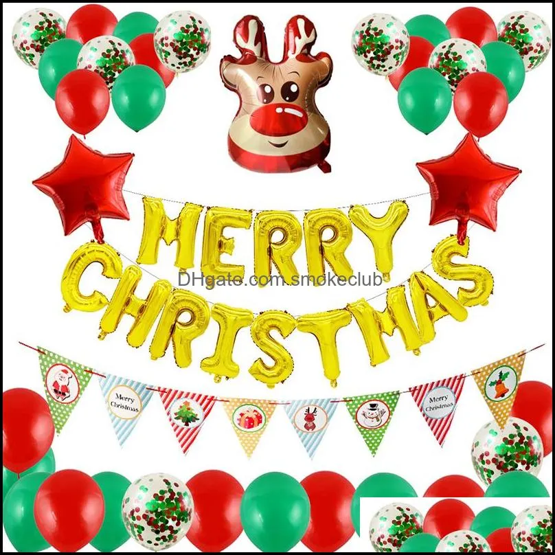 Merry Christmas Aluminum Foil Balloons Pumps Aluminum Film Christmas Party Supplies Decoration Props Santa Claus Christmas For Home