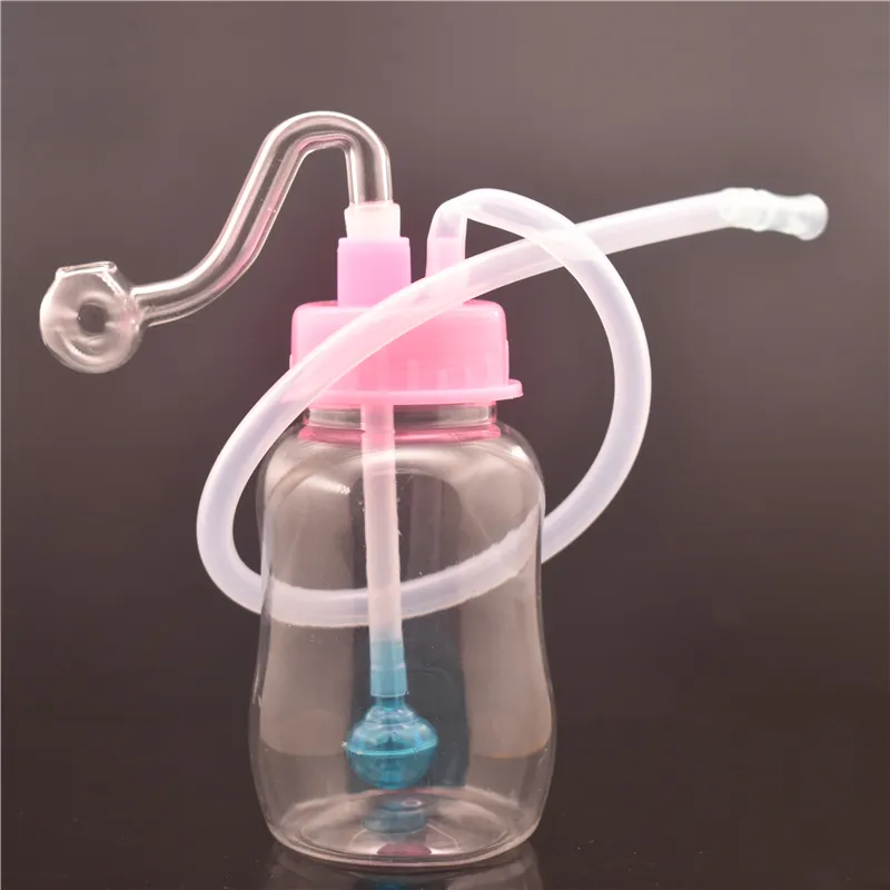 Bruciatore a nafta in plastica acrilica Bong ad acqua Tubi per bruciatori a nafta da 10 mm spessi Tubo trasparente piccolo Bubbler Bong MiNi Oil Dab Rigs vs bong in vetro