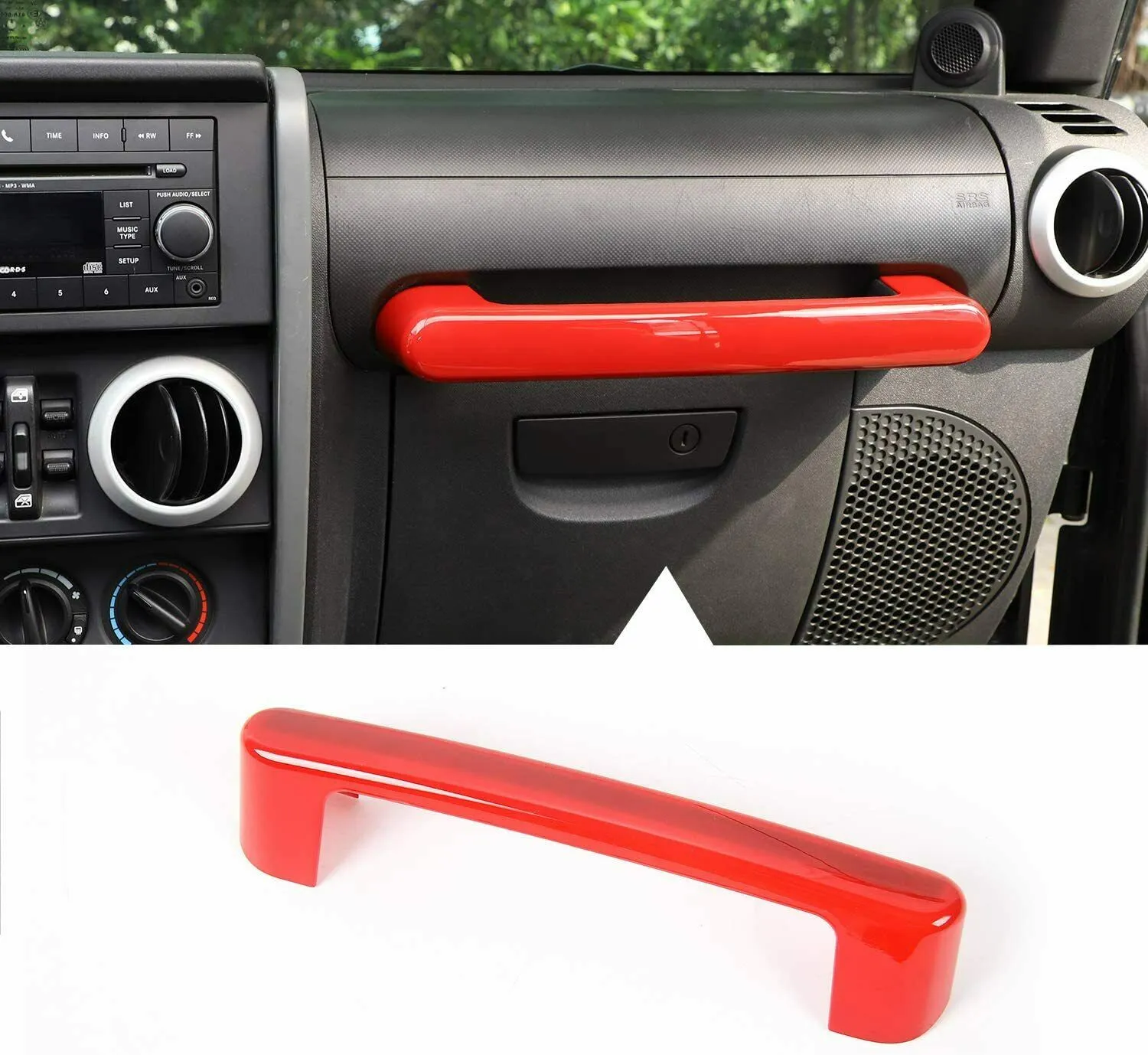 Garniture de cadre de couverture de poignée de copilote de voiture rouge pour accessoires intérieurs Jeep Wrangler JK JKU 2007-2010