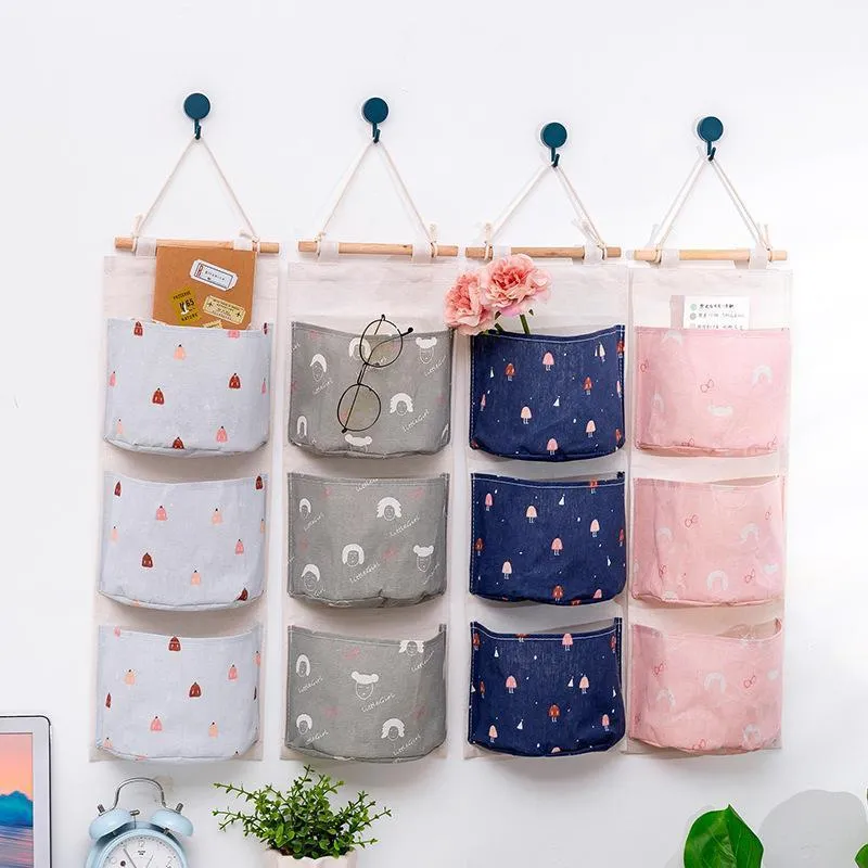 Storage Bags 3 Pocket Hanging Bag Creative Simple Sitting Room Multi-functional Wardrobe