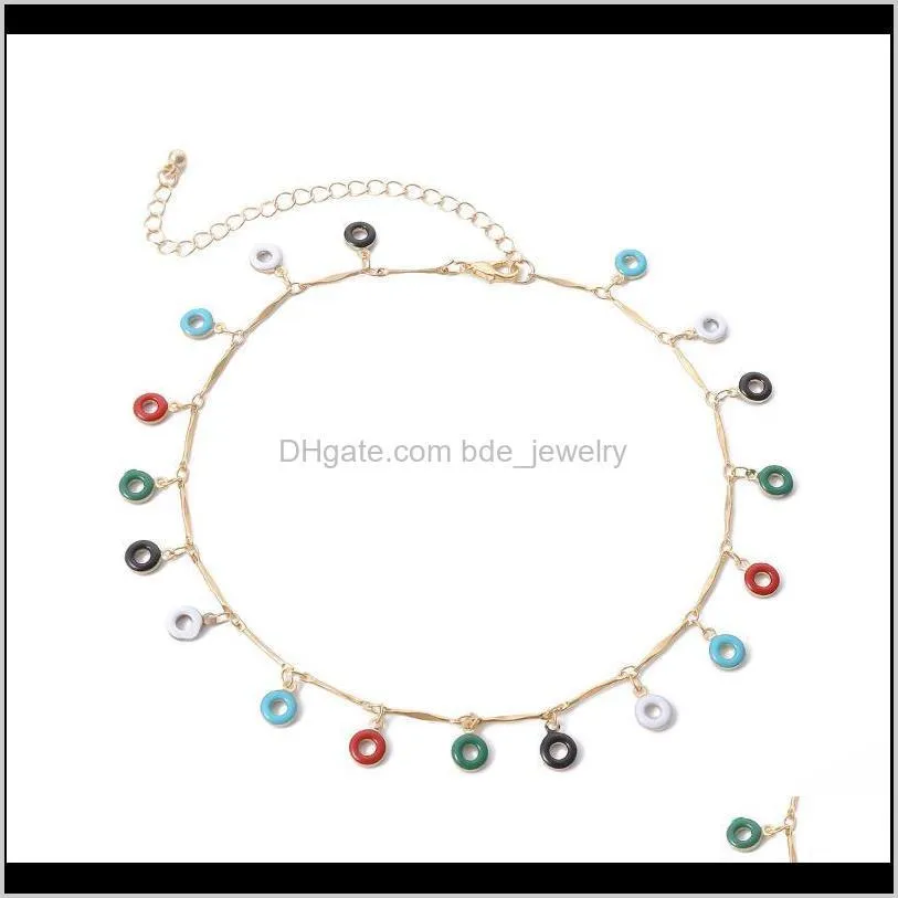 boho rainbow short choker collar with small circle pendants necklace for women summer fashion 2021 jewelry gifts chokers