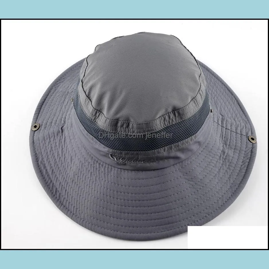 Sun Hat men Bucket Hats women Summer Fishin Cap Wide Brim UV Protection Flap Hat Breathable mesh bone gorras Beach hat men C0305 Y0910