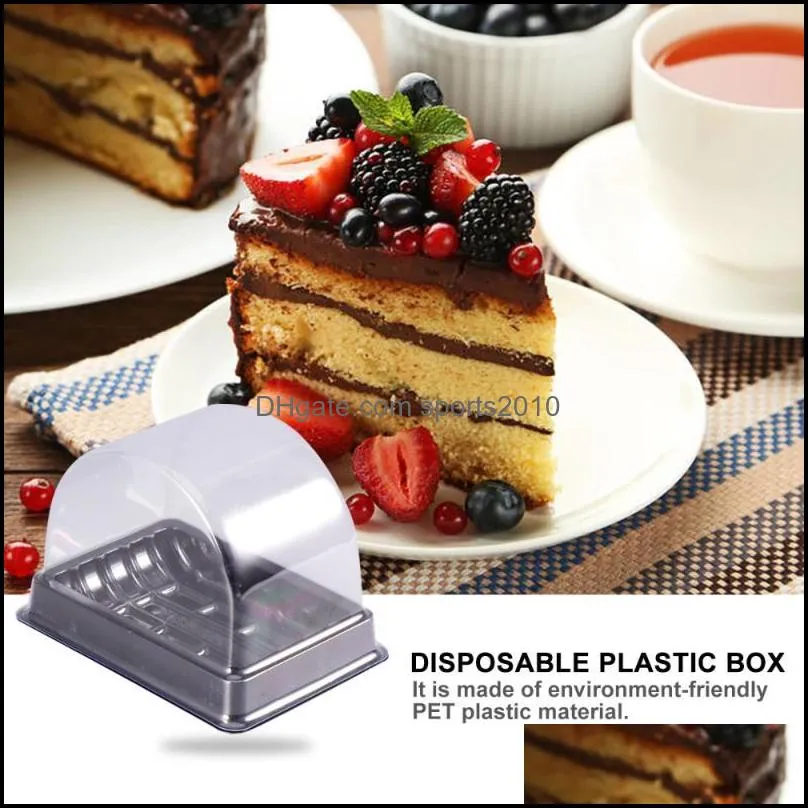50 Pcs Baked Packing Box Disposable Box Saver Transparent Tray Storage (Half Round Black)