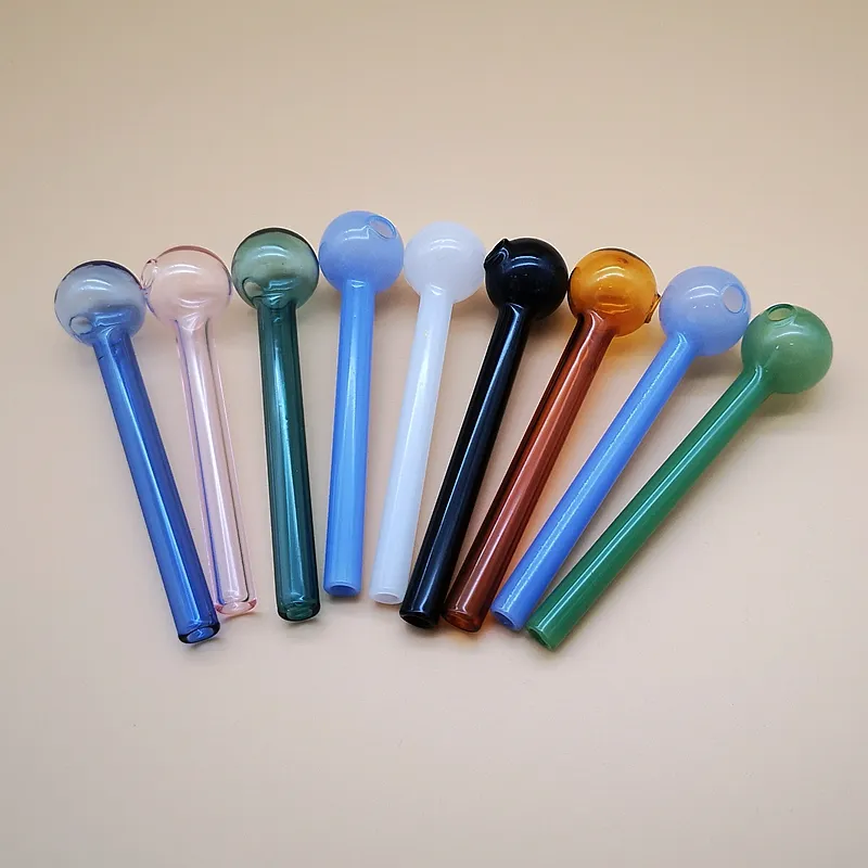 Colored Glass Pipe 4 Inch Pyrex Oil Burner Small Spoon Hand Pipes Tobacco Smoking Accessories Colorful Mini Bubbler