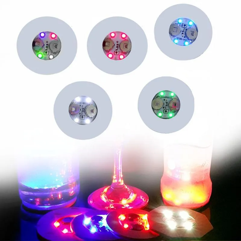 Novo Bateria Alimentado LED Garrafa Adesivos Coasters Luzes LED Partido Bebida Bebida Tapete de Christmas Vaso New Year Decoração Decoração Luzes