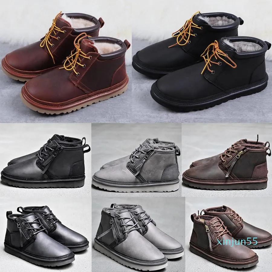 Fashion Men Classic Snow Boots Long Enkle Short Bow Fur Designer Boots for Winter Black Chestnut Boot Casual Platform Shoes
