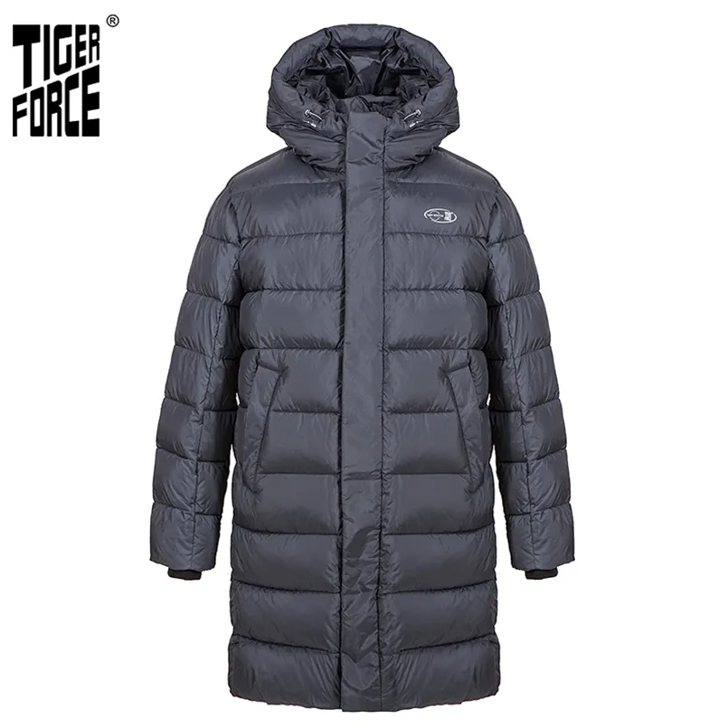 Jaqueta de inverno de força de tigre para homens longo preto quente masculino esportes casual moda grossa ao ar livre casaco quente parka 70701 210914