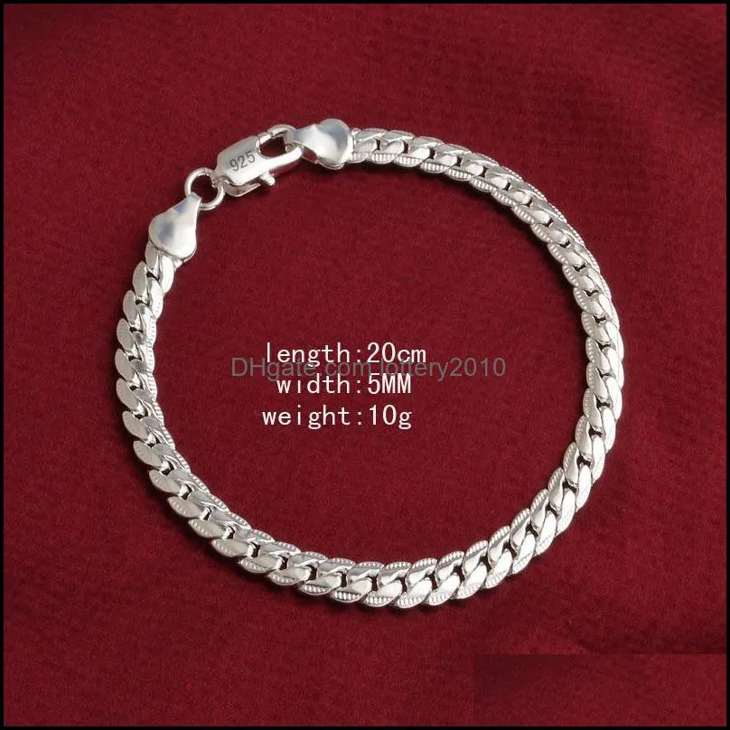 Link, Chain Classic Men Bracelet Luxury Silver Color Link Charm Bracelets Fashion Jewelry For Women Female Friend Gift