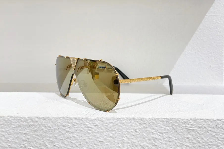 Stones Pilot Sunglass for Men Gold Metal Metal Frame Golden Mirror Lens Sunnies Eyewear Acessórios de moda de moda Sonnenbrille Uv400 Proteção com caixa