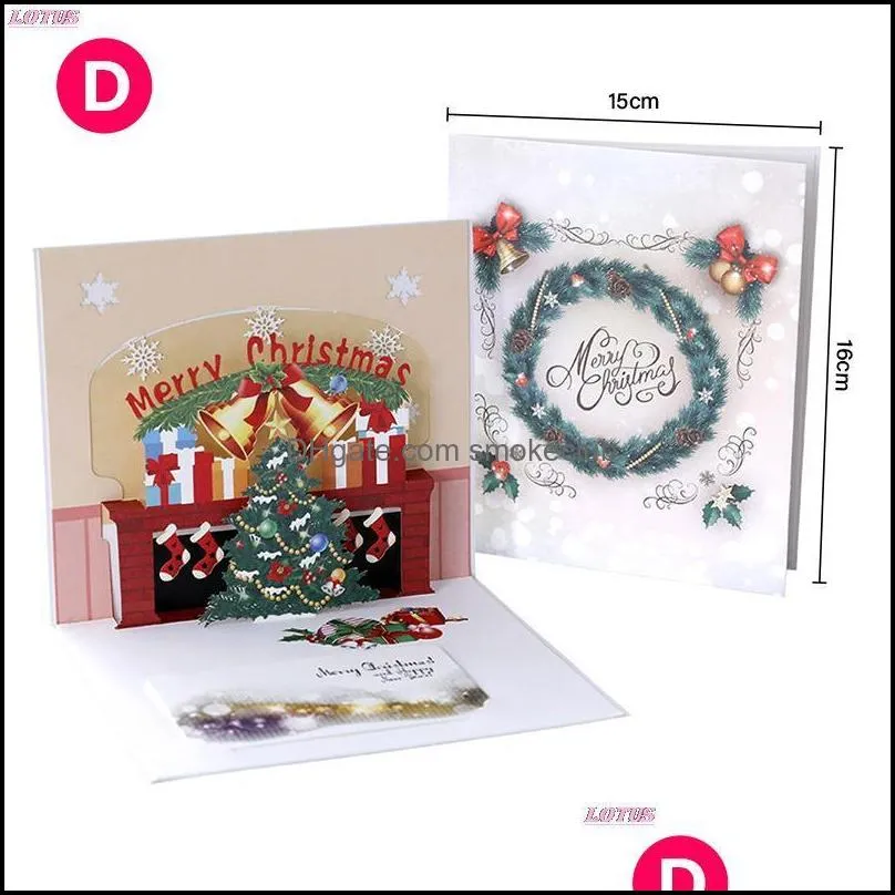 Greeting Cards Christmas Party Invitations Gifts 3D UP Santa Marry Year Card Anniversary Postcard