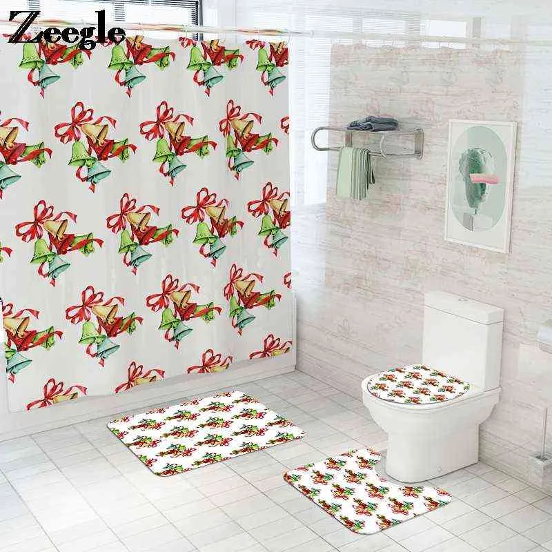 Christmas Shower Curtain Bathroom Mat Set Bathroom Creative Shower Curtain Bath Mats Bathroom Water Absorbing Bath Mat