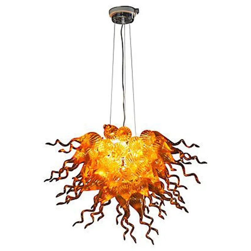 Luxo de ouro pingente de ouro led mão soprada candelabros de vidro interior hall helício decoração de loft pendurado luminárias 28 por 18 polegadas