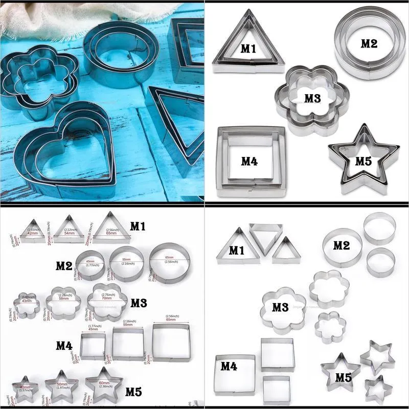 kinds cookie mold set - 3in1 stainless steel biscuit fondant diy cake cutters