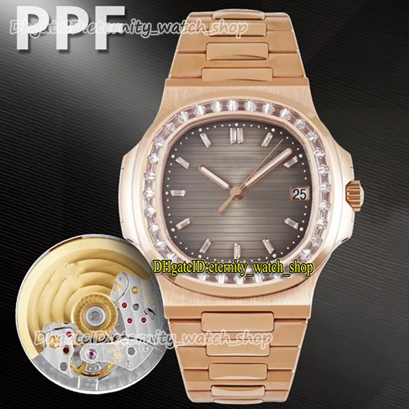 eternity Watches PPF V4 Latest products 5711 Cal.324 S C Automatic 5711/1R-001 40MM Mens Watch Brown Texture Dial T Diamonds Bezel Sapphire Rose Gold Case And Bracelet