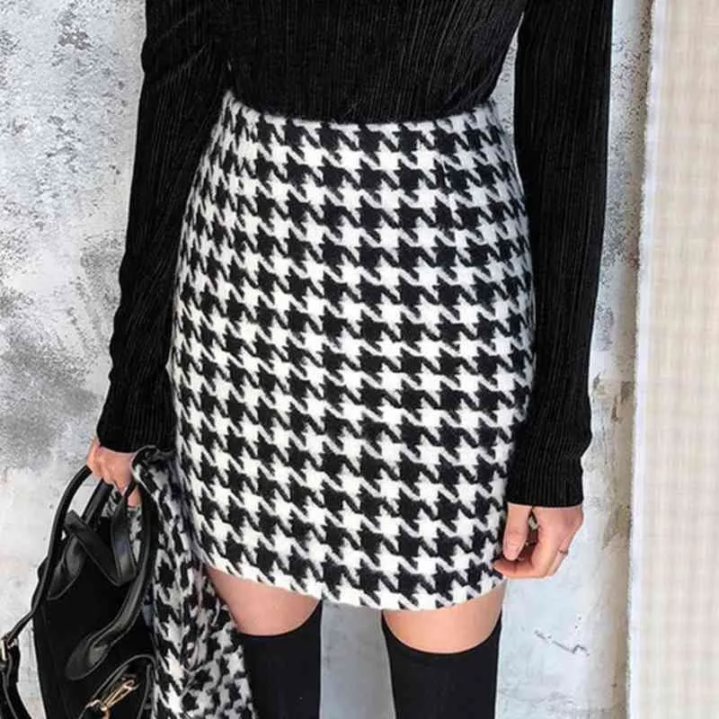 Twill-Skirts-Women-Fashion-Casual-Houndstooth-Skirt-Women-Elegant-Zipper-A-Line-Mini-Skirts-Female-Ladies