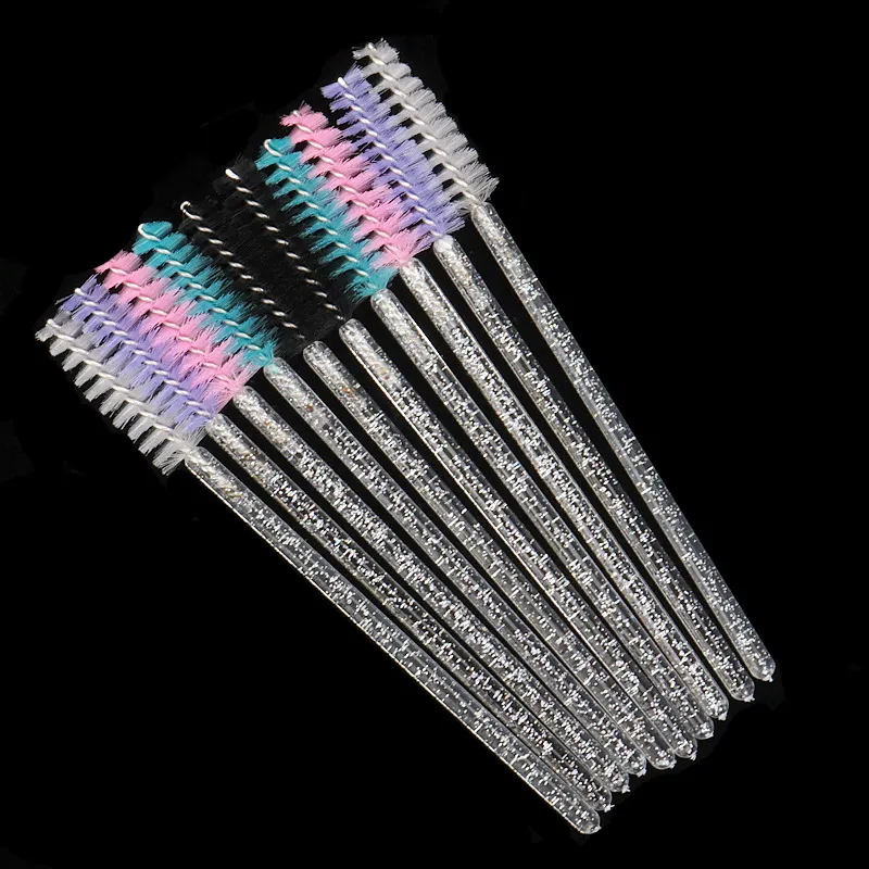 Pinceaux de maquillage en cristal blanc, baguettes de Mascara à paillettes, Mini cils colorés, brosse Spoolie, peigne à sourcils, outils de beauté