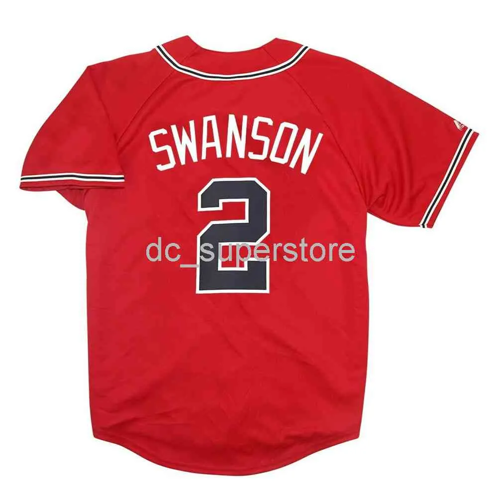 Custom sewing Dansby Swanson Atlanta Red Jersey Men Women Youth Baseball Jersey XS 6XL