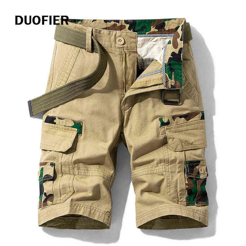 Algodão Camuflagem Carga Shorts Homens 2021 New Mens Casual Shorts Masculino Loose Work Shorts Homens Militares Calças curtas Plus Tamanho 28-38 H1210