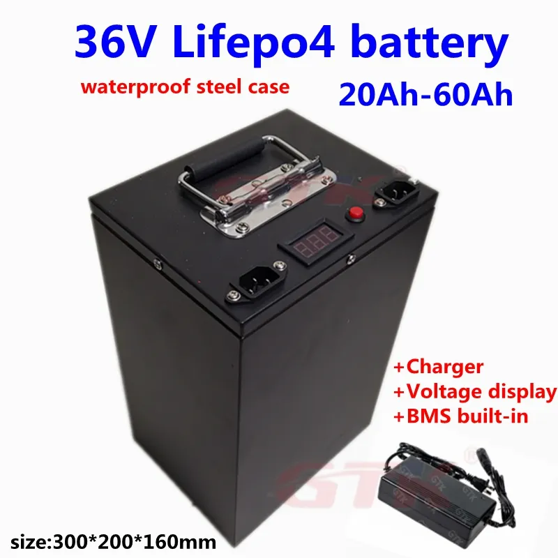 Batteria al litio LiFepo4 GTK 36V 60Ah 50Ah 40Ah 20Ah con BMS per scooter da 1500 W Triciclo Carrello da golf con alimentazione di backup solare + 5A cha