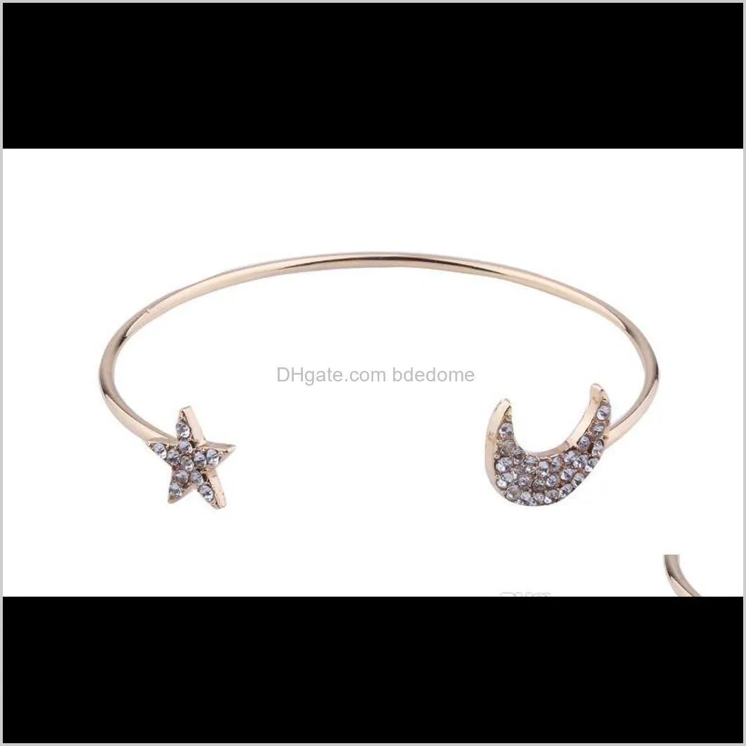 blingbling jewelry high quality bangle simple bracelet set with diamond star and moon heart casually match jewelry