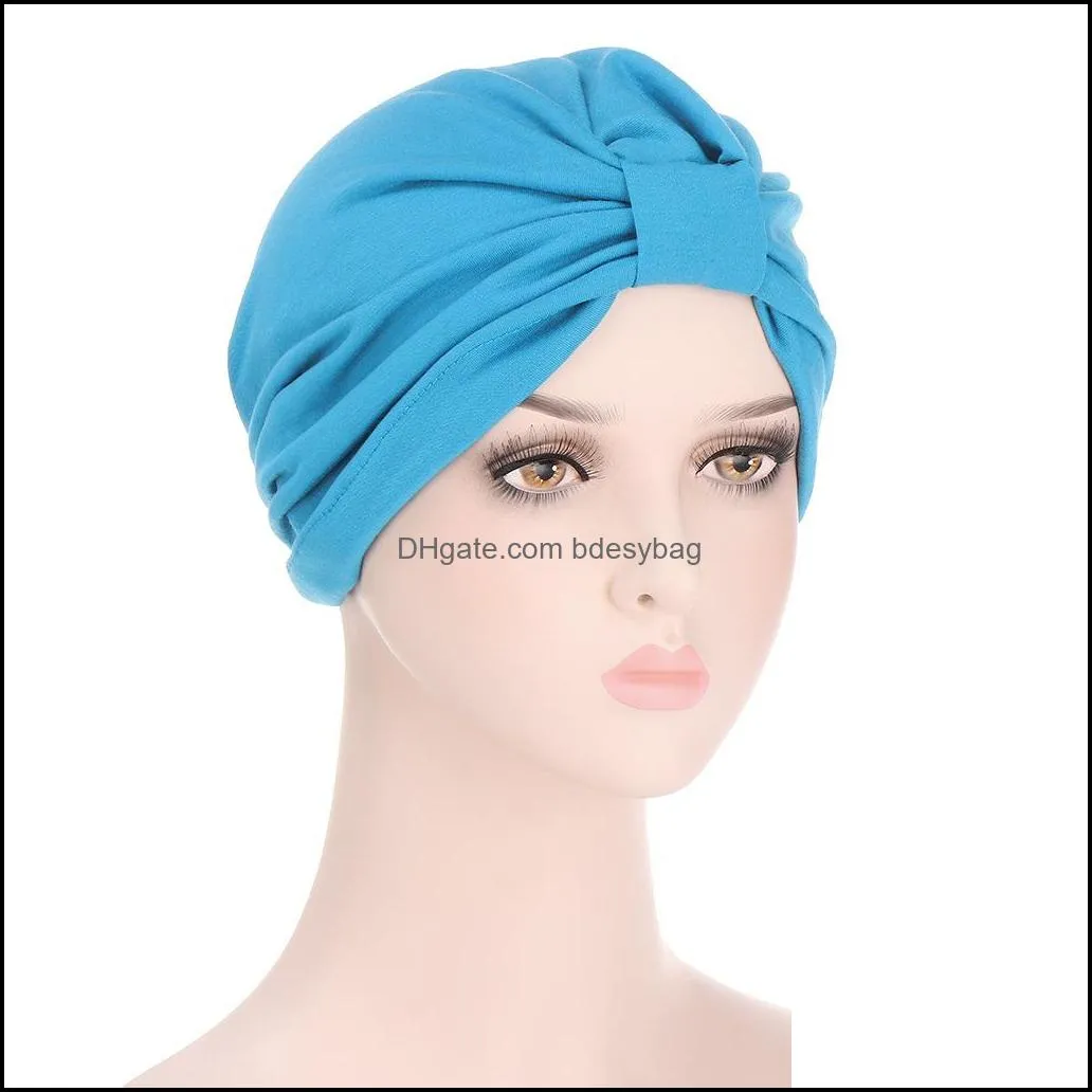 Muslim Ladies Elastic Solid Color Turban Hat Anti-cancer Chemotherapy Monochrome Turban Hat Men And Women Turban Hat