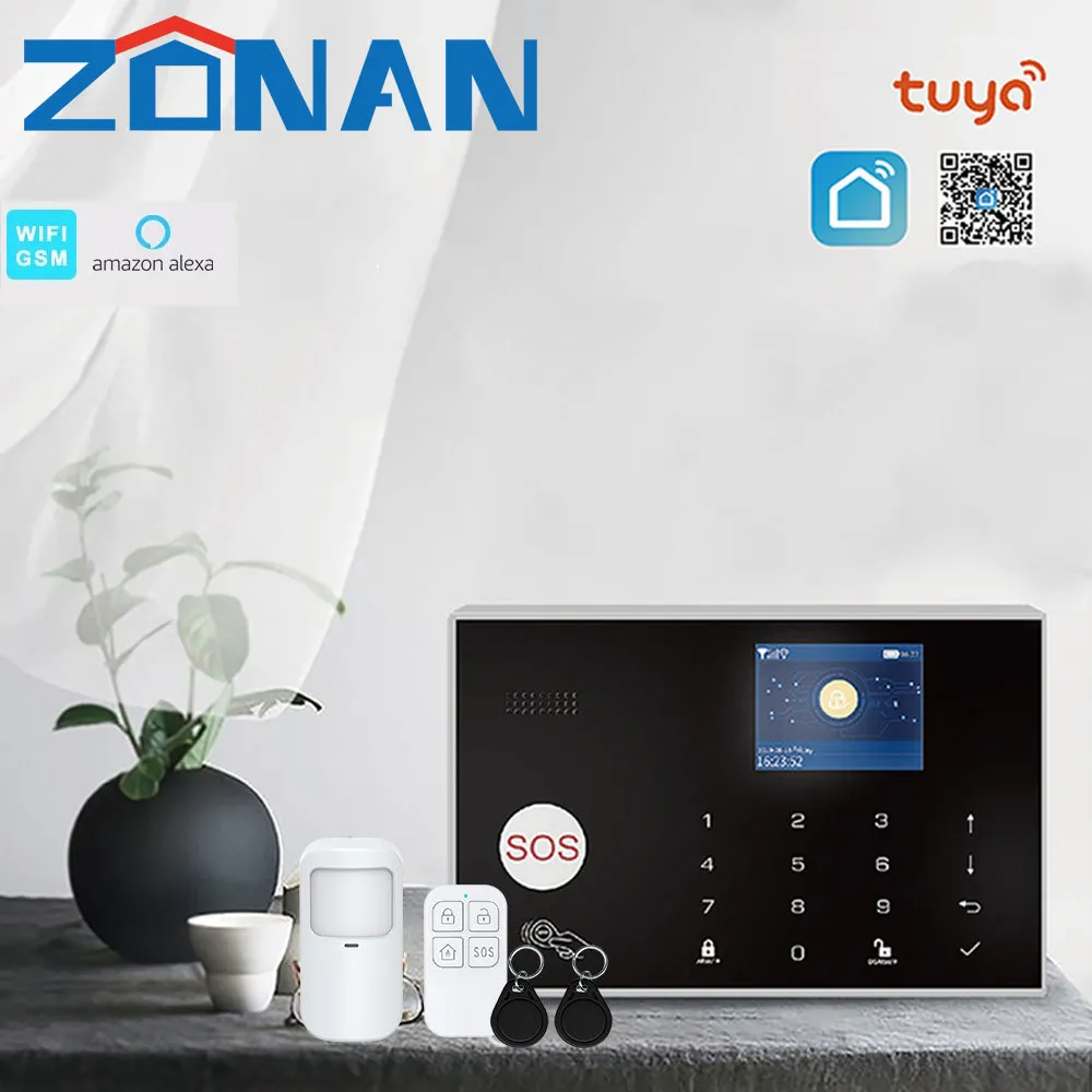 Système de sécurité Wifi Tuya Gsm Home Burglar 433MHz Contrôle des applications avec détecteur de mouvement Kit d'alarme sans fil 11 langues