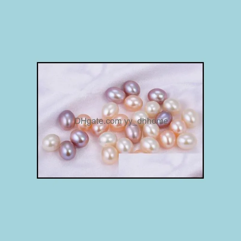 6--10mm Drop-shaped Natural Freshwater Cultured Pearls Scattered Beads Rice-shaped Half-hole Naked Beads Nonporous Naked Beads