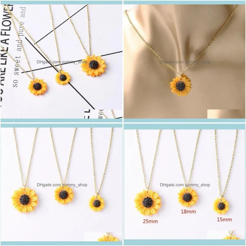 Fashion 2020 3 sizes Sunflowers Necklaces Pendants for Women Friendship & Luck Pendant1