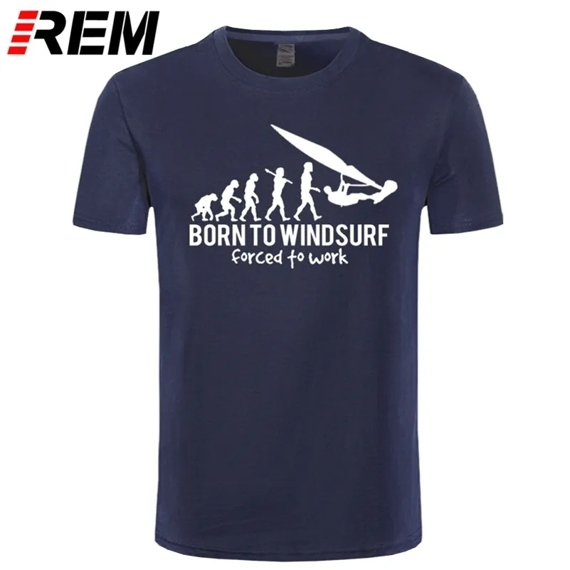 REM Vente Chaude Drôle Vintage Born To Windsurf Evolution Drôle T-shirt pour hommes 210324
