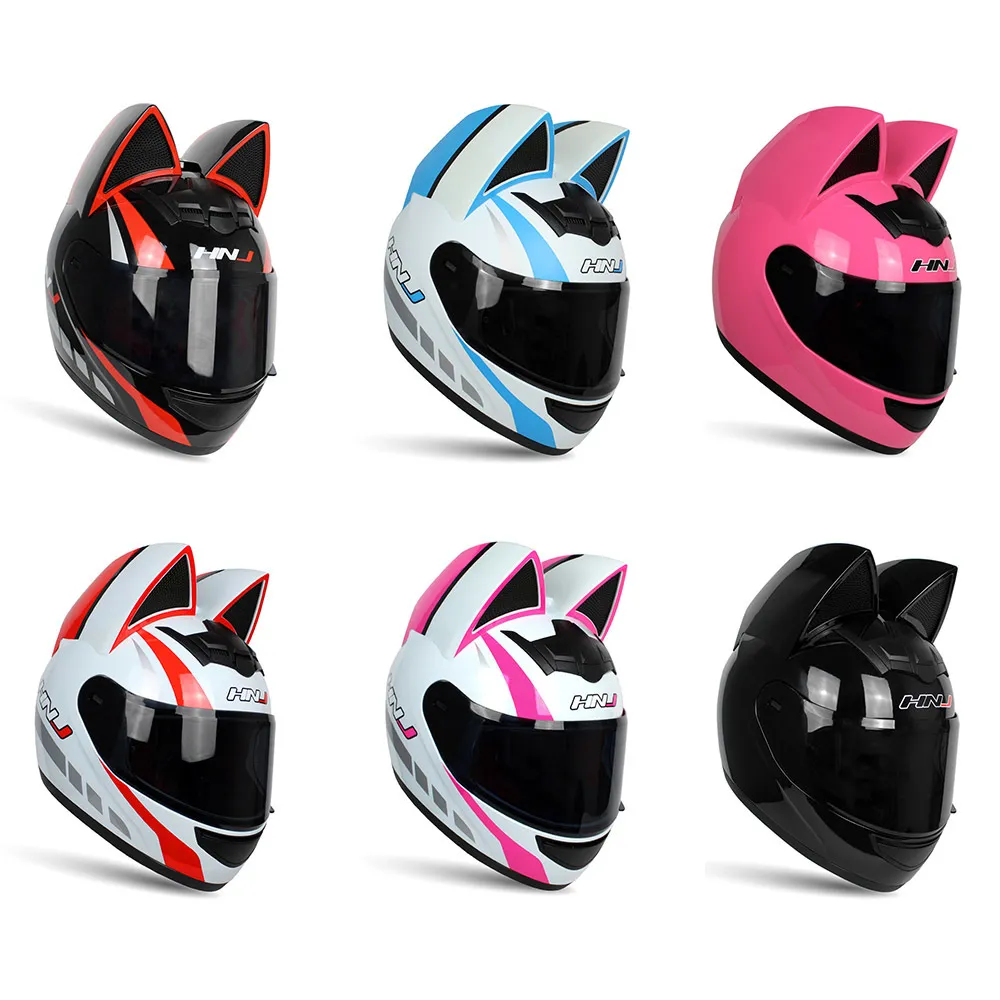 Motocicleta De Mujer Cara Completa Casco Moto Motocross Casco Moto Con Personalidad Gato Orejas es Para 4 Temporadas De 211,64 € | DHgate