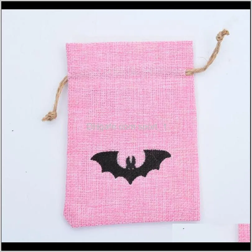 halloween linen bag 6 styles drawstring bags kids gifts pouch candy bag bat skull witch pumpkin decorations