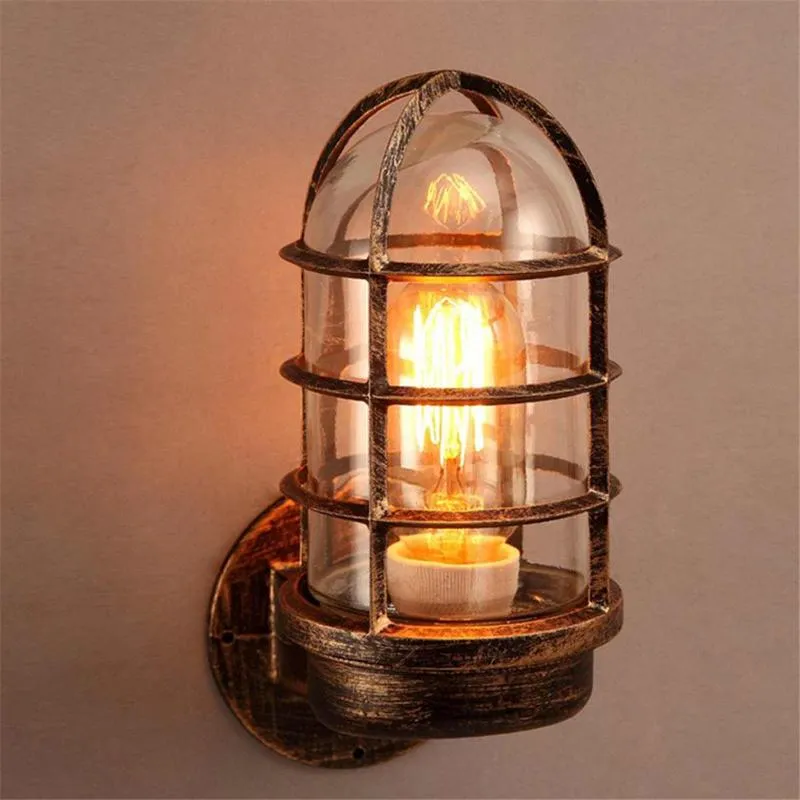 Wall Lamp Retro Antique Light Cage Guard Sconce Loft Lights Fixture Modern Indoor Industrial Unique Lamps Iron Copper Lighting