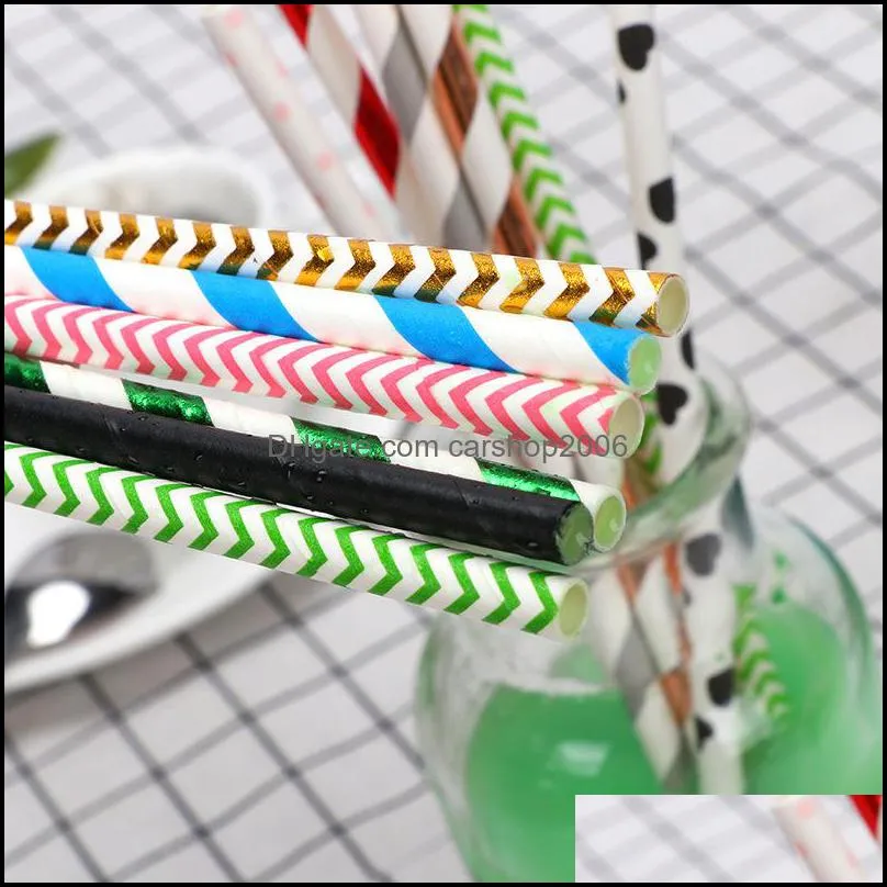 Biodegradable Disposable Paper Straw Environmental Colorful Drinking Straw Wedding Kid Birthday Party Decoration Supply Bar Tool DBC