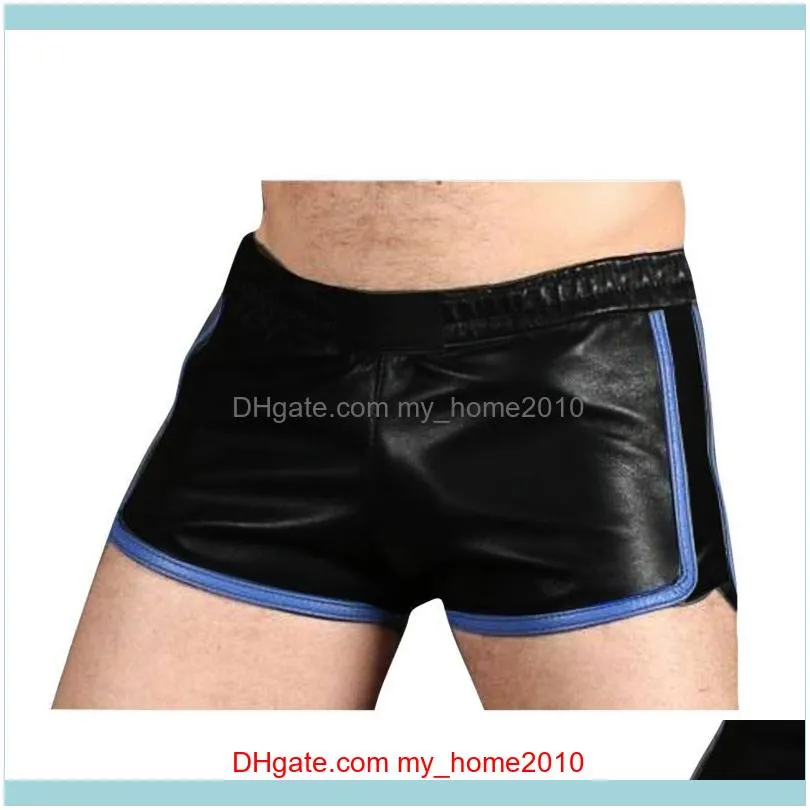 Men Faux Leather Shorts Sexy Solid Tight Black Casual Male Fashion Handsome Streetwear Sportswear Plus Size Summer 2021 New1